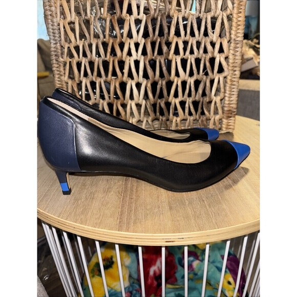 Ann Taylor Shoes - 7 M Ann Taylor leather Pointed Toe Two Tone Blue Black Pump Heels